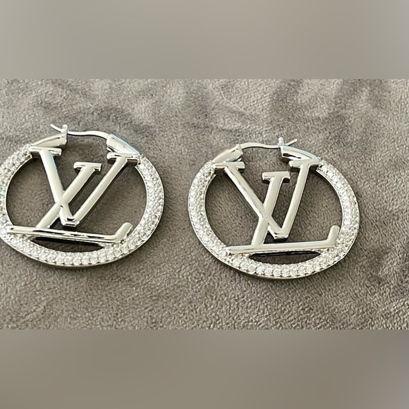 Earrings… Earrings.. LV Hoops w/Bling - Picture 3 of 4